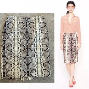 J.Crew Cream Maroon python snake animal print No.2 pencil skirt Sz 4